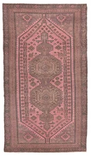 Vintage Pink Traditional 3'10" x 7'0" Hand-Knotted Oriental Wool Area Rug