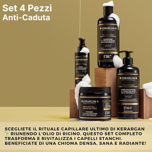 - Set Anti-Caduta Shampoo, Balsamo, Maschera & Siero Con Olio Di Ricino per Cape - Foto 2 di 12