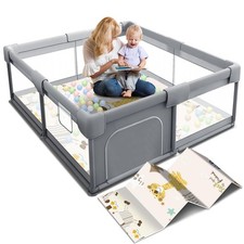 Baby Playpen with Mat, Small Playpen for Babies and Toddlers, 50 x 50 inch Ba...