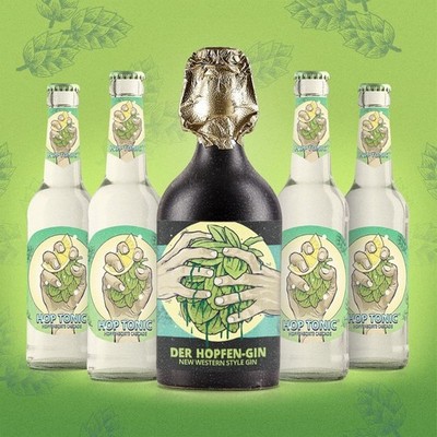 Hop Hertl Gin & Tonic Set- 4x Hop Tonic je 0,33 + 1 Hopfen Gin 0,5l Bundle