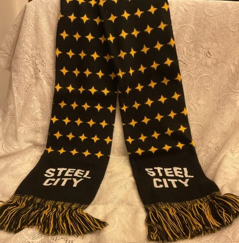 Pittsburgh Steel City Black + Yellow Winter Neck Scarf 64” X 7”