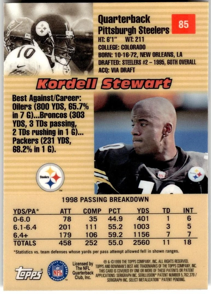 1999 Bowman's Best #85 Kordell Stewart - Image 2 of 2