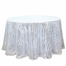 120" Tulle Round Tablecloth Sequins Geometric Pattern Party Events Decorations