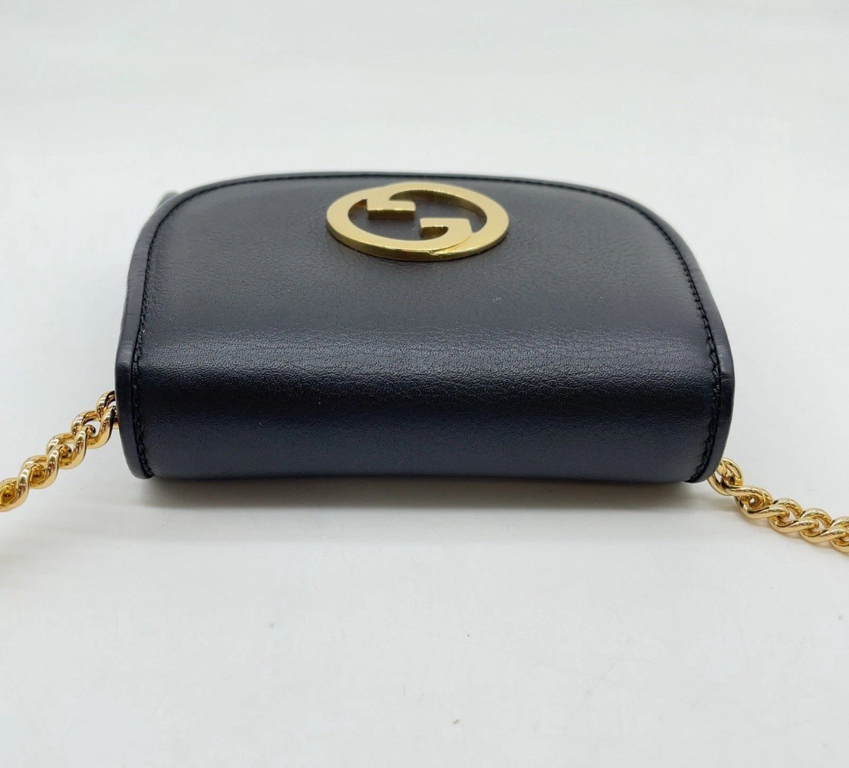 GUCCI チェーンバッグ Auth Gucci Interlocking G Blondie Black Leather 725219 Chain