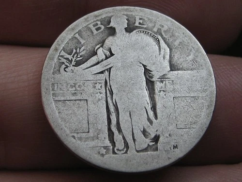 Dateless Silver Standing Liberty Quarter, Type 1 Variety Minted in 1916 and 1917