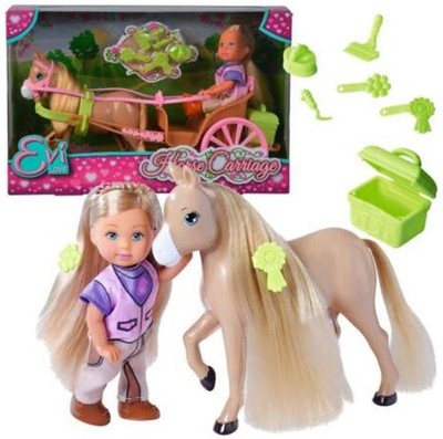 Evi Love in Kutsche Puppe Pferd Spielset Simba 12cm