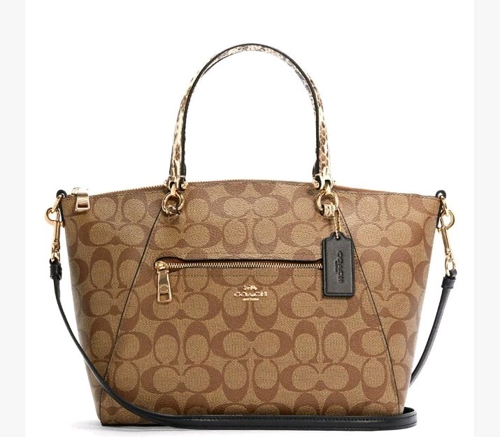 NWOT Coach C4293 Signature Brown Prairie Satchel Shoulder Bag Khaki Black  Multi