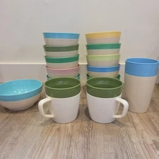 Raffiaware Thermo-Temp Ribbed Ice Cream Bowl, Mug, Bowl Set of 14 Retro Vintage 