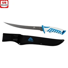 9" Saltwater Fillet Knife Ti bonded German Steel Straight Edge W/ Sheath Durable