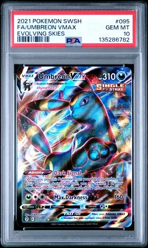 2021 POKEMON SWSH EVOLVING SKIES UMBREON VMAX 095/203 FULL ART HOLO PSA 10