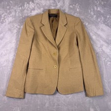 Donna Karan Signature Tan Herringbone Wool Angora Blazer Jacket Made in USA*