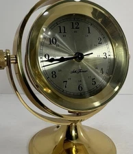 Seth Thomas Schooner Brass Clock 8 inch Tall Swivel Desk Clock With Fina Emblem