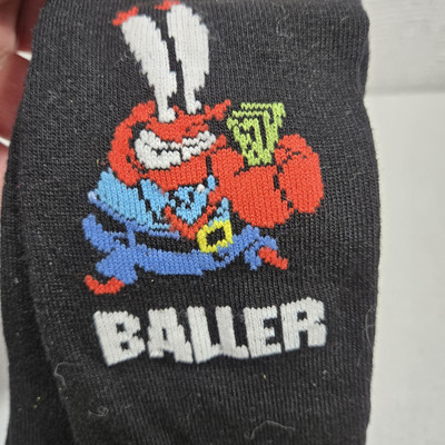 Spongebob SquarePants Mr Krabs ''Baller'' Socks Mens Novelty Crew Shoe Size 6.5-12