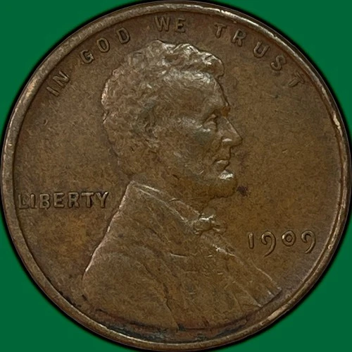 1909-VDB Lincoln Wheat Cent Very Fine VF Coin #37516
