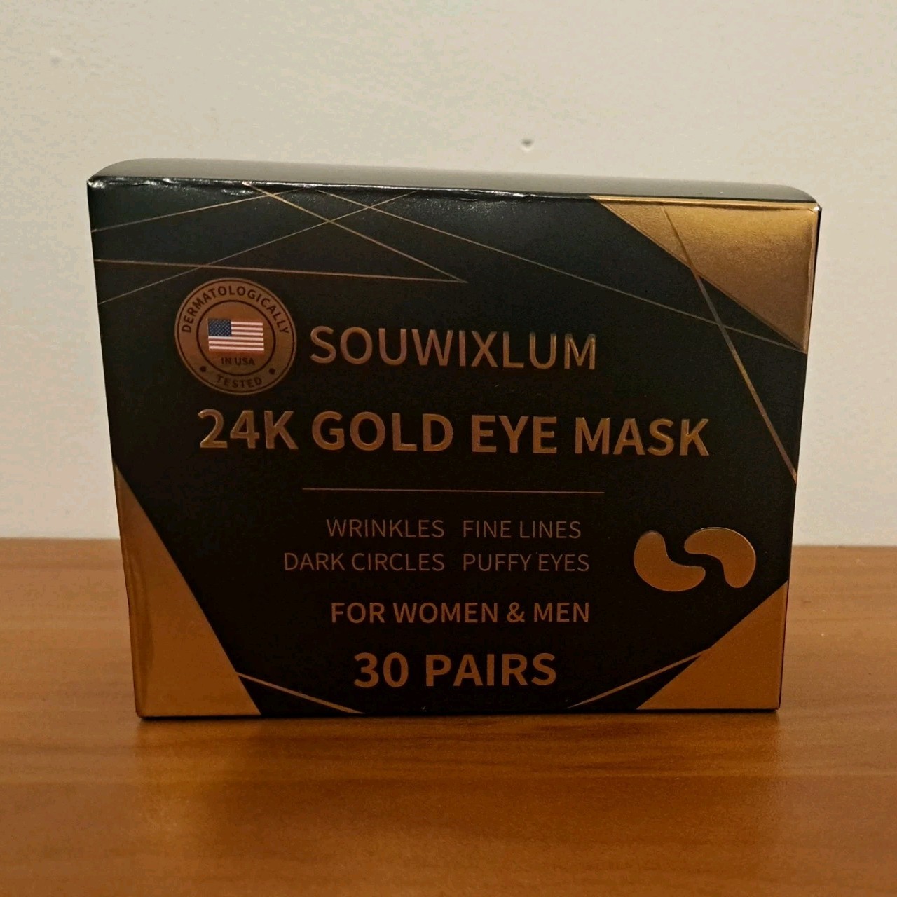 24K Gold Eye Mask For Wrinkles, Fine Lines, Dark Circles, Puffy Eyes - 30 Pairs 