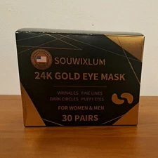 24K Gold Eye Mask For Wrinkles, Fine Lines, Dark Circles, Puffy Eyes - 30 Pairs 