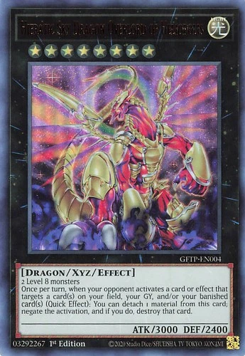 1st Edition Hieratic Sky Dragon Overlord of Heliopolis Ultra Rare GFTP-EN004 NM