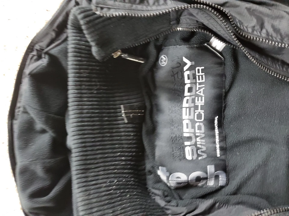 Superdry Chaqueta Wind Cheater Mediana Mujer Negra Manga Larga Forrada Con Capucha Nylon Foto 4 de 4