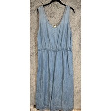 GAP Women's Blue Denim Chambray Sleeveless Elastic Waist Midi Romper Size L