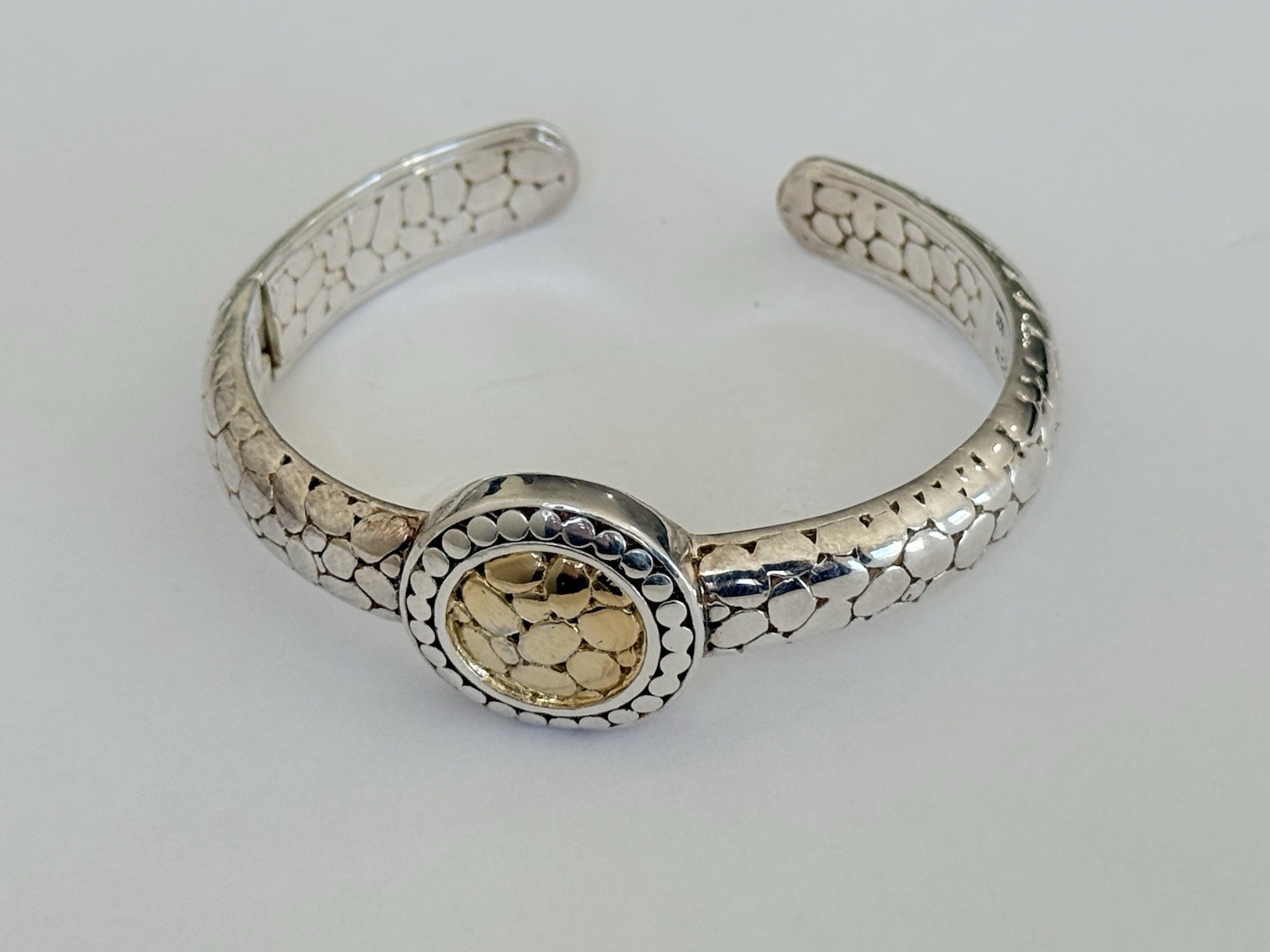 Rustic Cuff Signed 925 Sterling Silver Dot Cobble… - image 8