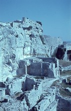 Orig. FARBDIA Foto Paonrama Ruine LES BAUX-DE-PROVENCE b. Arles Frankreich 1944