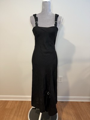 The Hempest Black Maxi Dress Natural Hemp Hippie Beach Boho Lagenlook Sz XS-SM