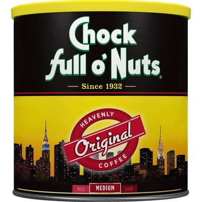 Chock Full O Nuts  Original Blend Ground Coffee, Medium Roast, 30.5 Oz. Can   
