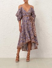 Zimmermann Wylie Wrap Midi Dress Size 1/US6/UK 10 RRP-$995 New with Tags