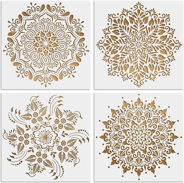 4 StüCk Groß Mandala Dot Schablonen Stencils Kit, Wiederverwendbares Malerei Vor-image