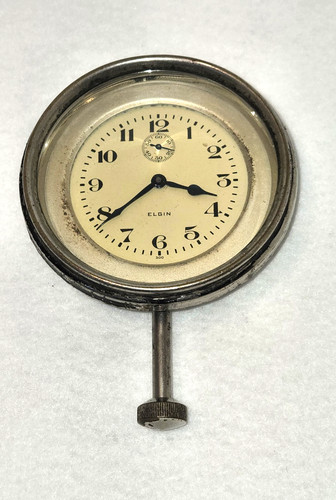 Antique 1925 Elgin 8 Day Car Clock Manual Wind Working Condition