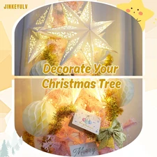 3PCS Paper Stars Lampshade 17.7 inch 7 Points Christmas Star Lantern Hanging ...