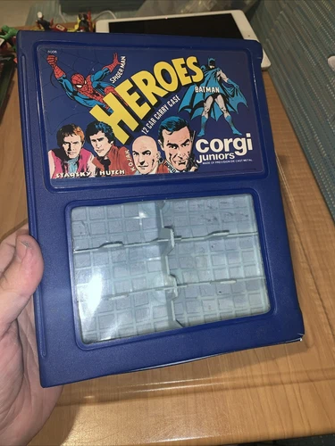 Vintage 1978 Corgi Juniors Heroes 12 car Carry Case Superman, Batman, Spiderman