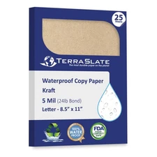 Waterproof, Rip-Proof Colored Paper, Kraft Paper, 25 Sheets, 5 Mil (24lb Bond...