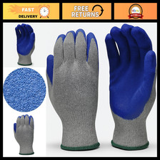 Latex Coated Work Gloves for Construction - Blue Crinkle Pattern, Men's Size