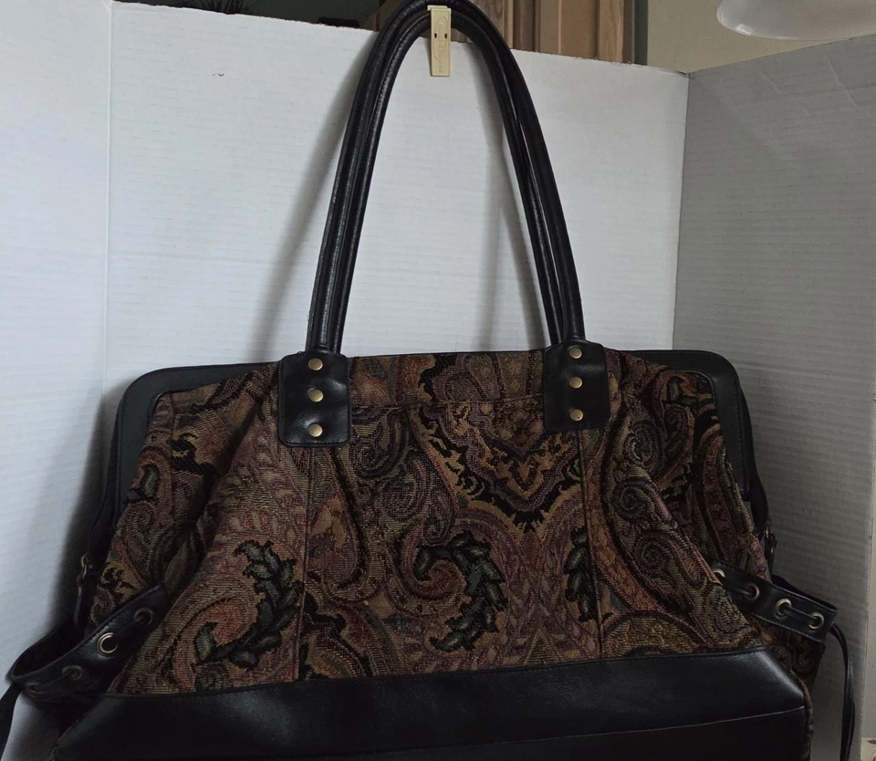 ANA - черный и золотой гобелен сумка с короткими ручками Hobo наплечная сумка - Мэри Поппинс сумка! 20x6x11 - Изображение 2 из 4