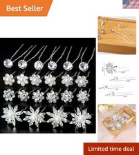 40-Piece Bridal Hair Pins Clips Set with Crystal Pearl Flowers for Weddings