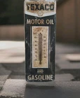 Vintage Texaco Motor Oil & Gasoline Tin Thermometer 15.5x5.5"