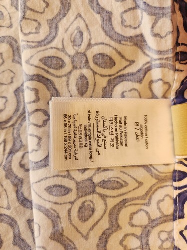 VEUC Pottery Barn Teen Flat & Fitted Twin Sheet Set, Blue & White Cotton - Picture 11 of 13