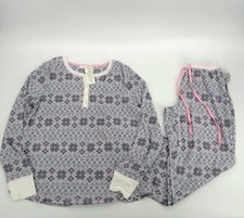 Carole Hochman Women's Small Pajama Set Long Sleeve Gray/Pink NWT 68