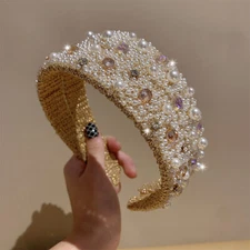 Women Headwear Hair Hoop Bead Rhinestone Crystal Headband Hairband Princess