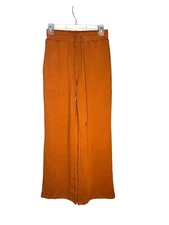 Anrabess Women's Sweat Lounge Pajama Pants Rust Color XS Waist 26" Wide Leg