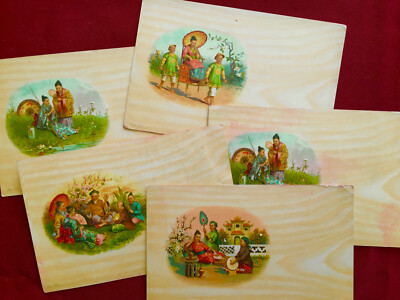 1900s Chinese Scenes Women & Men - Five Original Vintage German Postcards