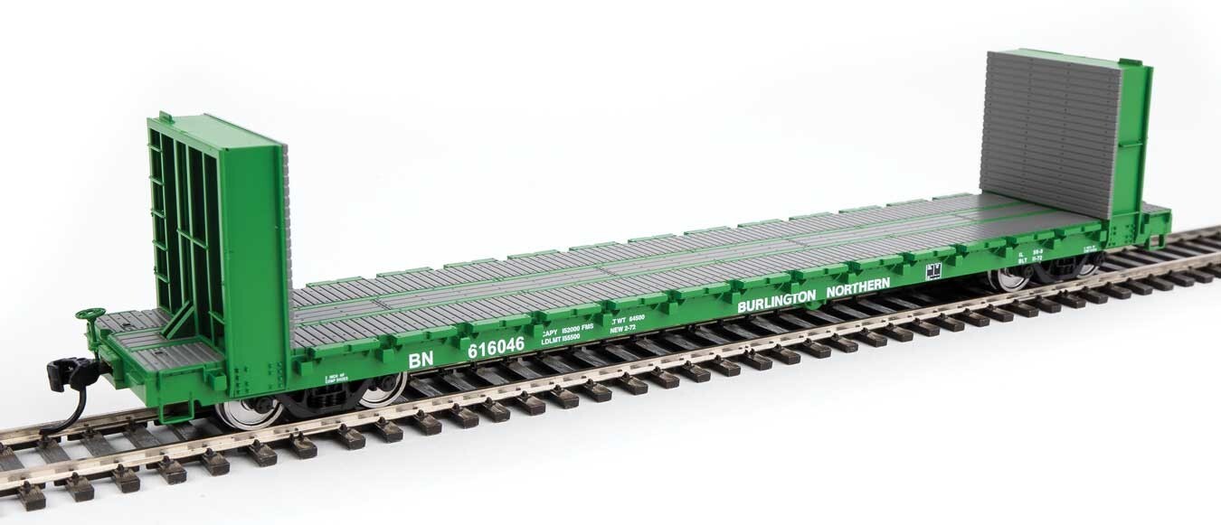 H0 Gauge - Walthers Freight Car Bulkhead Flatcar Burlington Northern - 5862 New