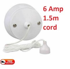 6Amp Ceiling Pull Cord Switch 1 or 2 Way Bathroom/Toilet Light Switches 1.5Mcord