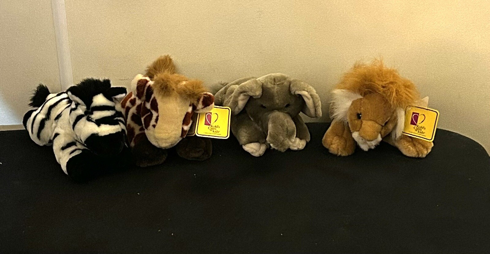 Kohl's Cares for Kids 10 Inch Plush Set Lion Zebra Giraffe Elephant 2 With Tags