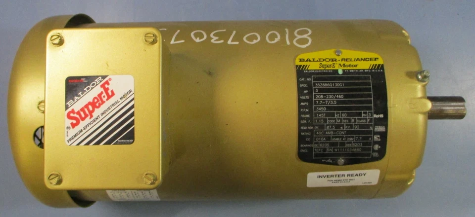 Baldor Reliance 35Z886Q130G1 Motor 208-230/460V 3450RPM 7.7-7/3.5A 7/8" Shaft - Image 2 of 4