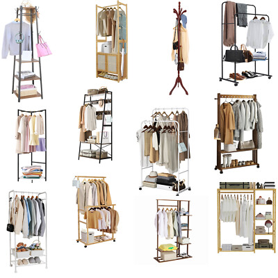 Multiple Styles Wood/Metal Coat Rack Hat Stand Entryway Clothes Shoes Shelf