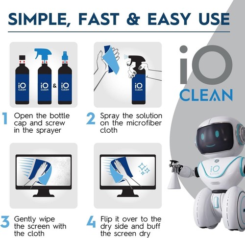 Screen Cleaner Spray 16oz - LCD LED OLED TV iPad, Laptop Microfiber Cloth Whipes - Picture 10 of 13