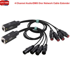 4 Channel 3-Pin XLR Male Female to Single Ethercon Audio Network Cable Extender