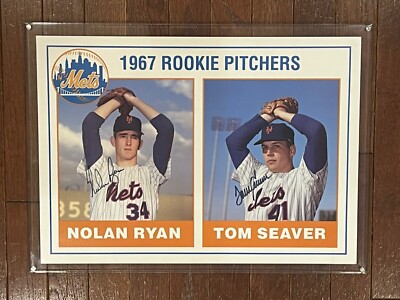 Nolan Ryan Tom Seaver 1967 RC Lithograph AUTO Authentic Autograph